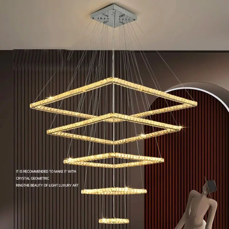 Modern Crystal Square Pendant Light — alternate product view 4