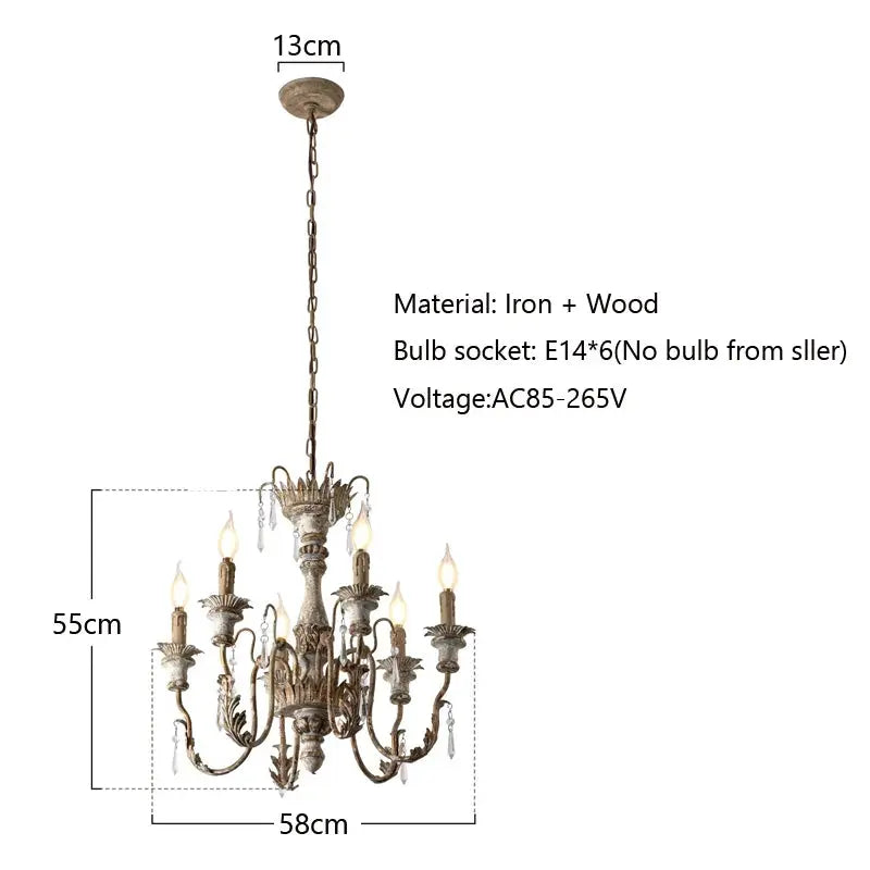 French Wood Art Vintage Chandelier — alternate product view 7