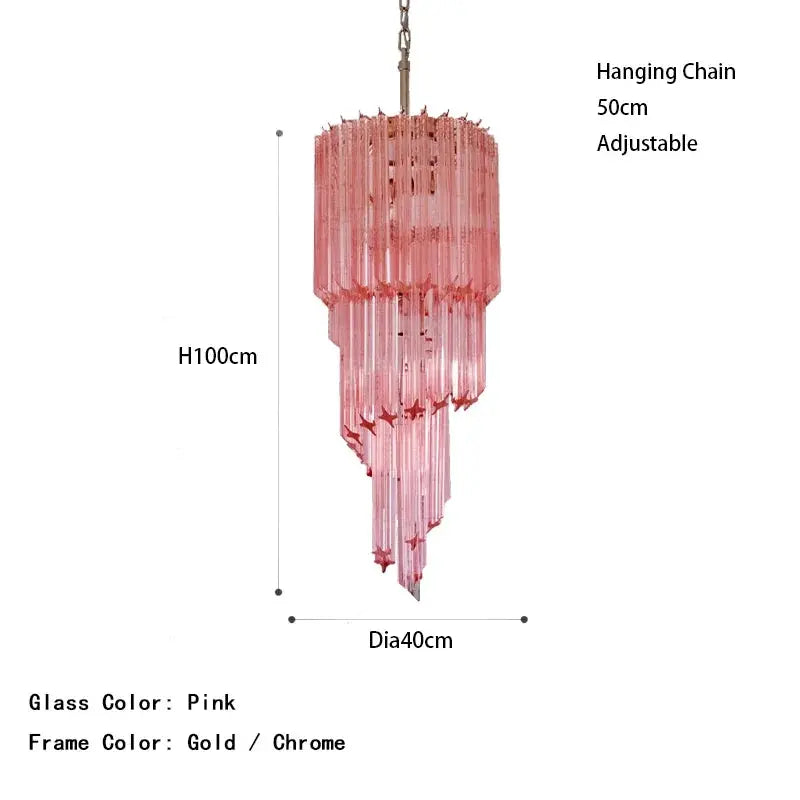 Varenza Modern Luxury Pink Glass Chandelier — alternate product view 8