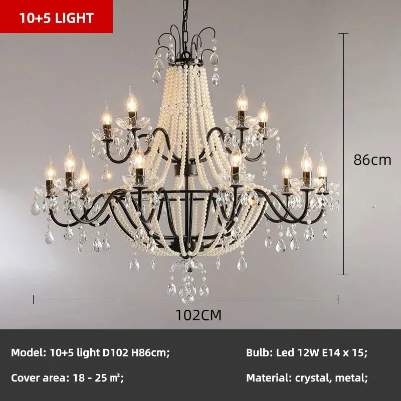 French Design Pearl Crystal Chandelier — alternate product view 7