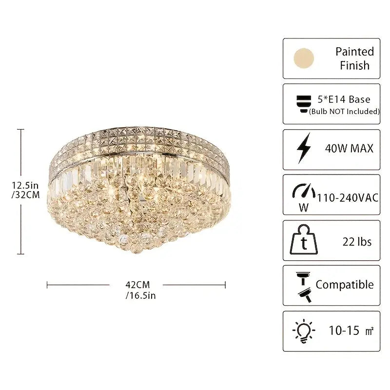 Modern Round Crystal Ceiling Light Fixture — alternate product view 5