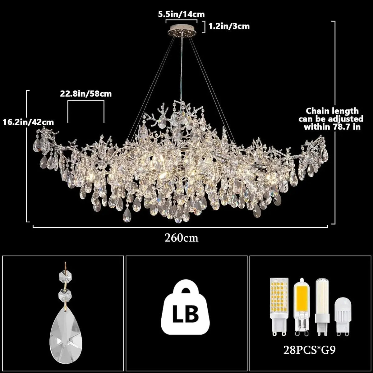 Modern Raindrop Chandelier Hanging Living Room — alternate product view 11