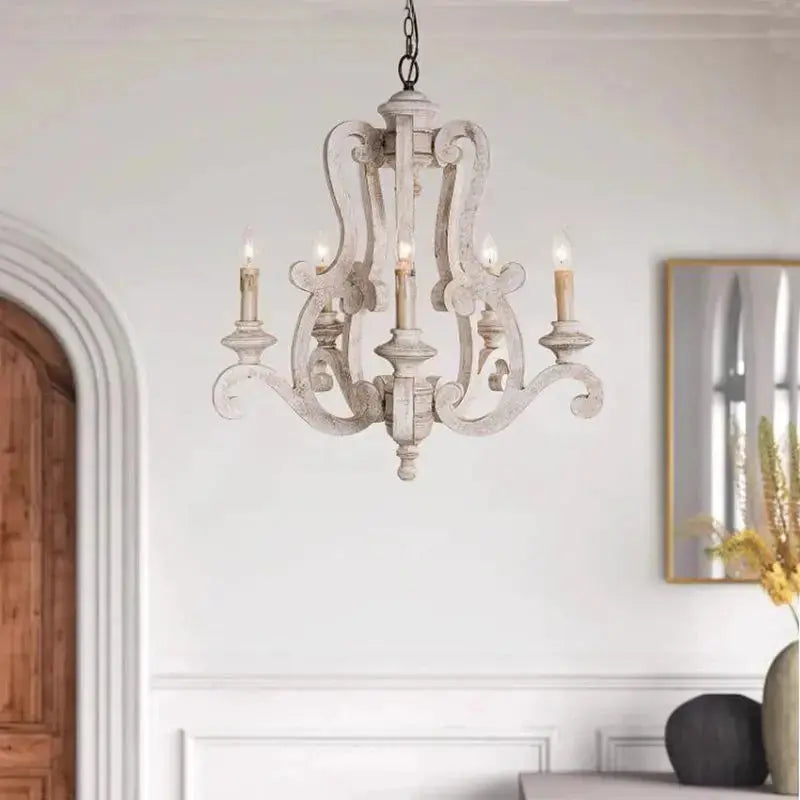 Antique Farmhouse Wooden Chandelier — alternate product view 2