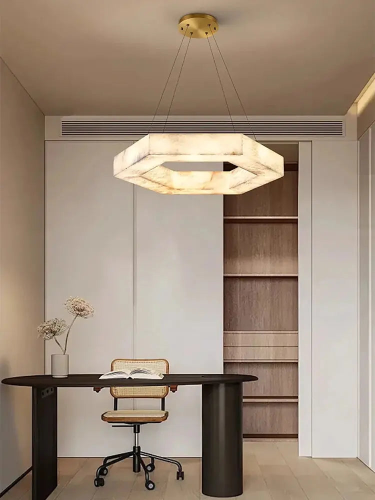 Hexagonal Alabaster Round Chandelier — alternate product view 4