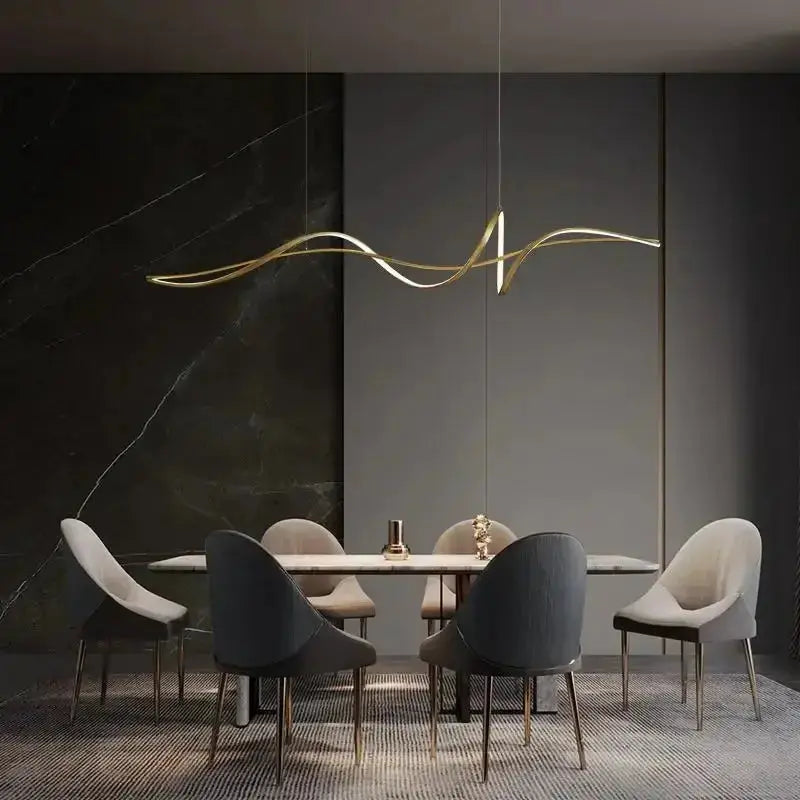 Ribbon Shape Design Dining Island LED Chandelier — product view