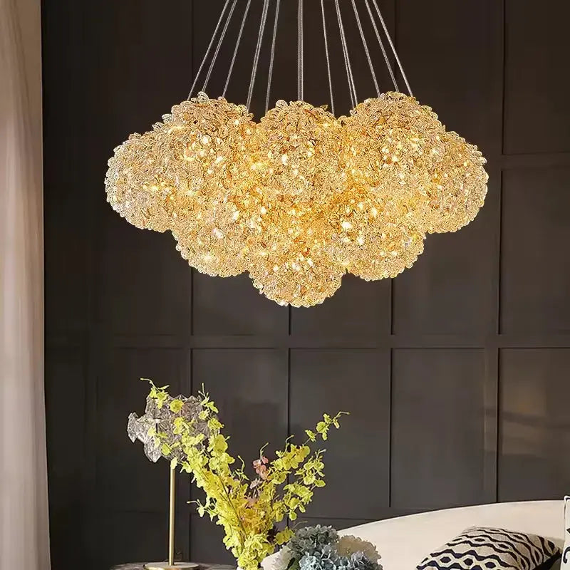 Modern Crystal Chandelier | Gold Cluster Ceiling Light — product view