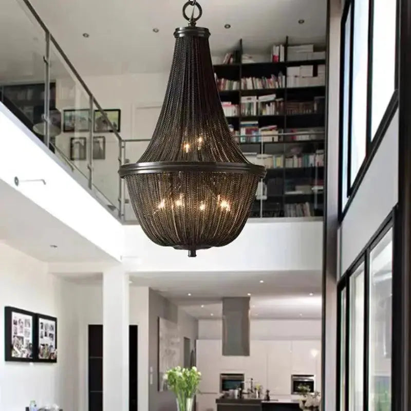 Black American Tassel Ceiling Chandelier — alternate product view 2