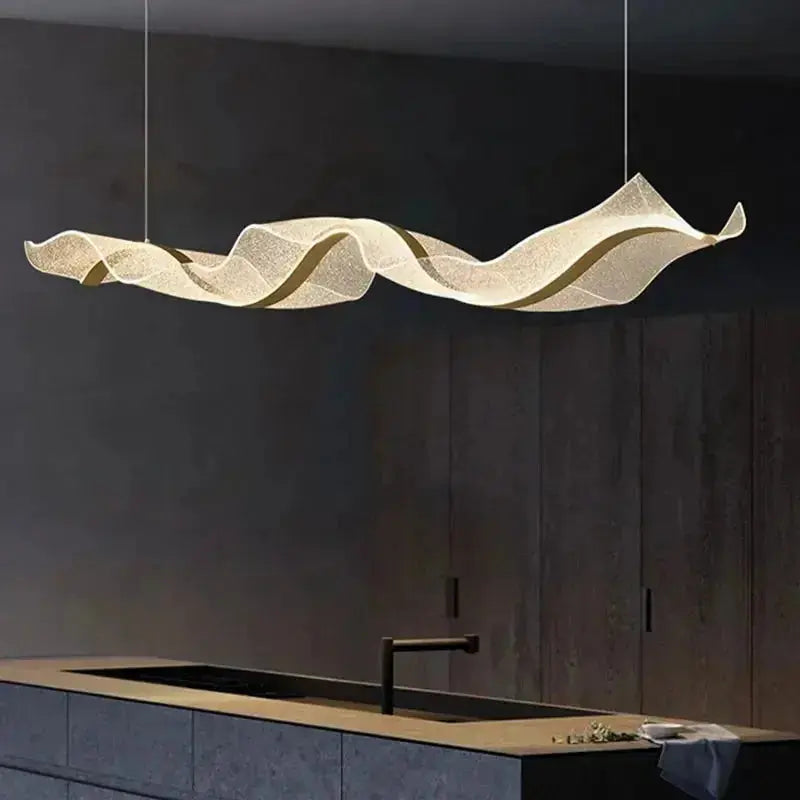 Modern Minimal LED Chandelier Wave Design — alternate product view 2