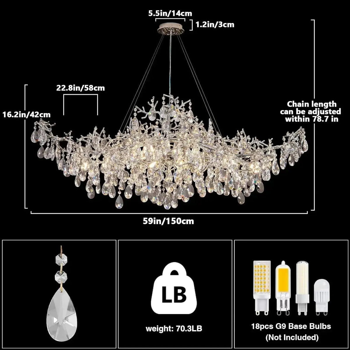 Modern Raindrop Chandelier Hanging Living Room — alternate product view 9