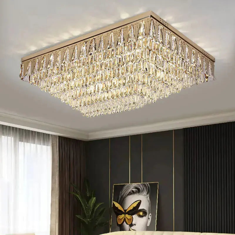 Rectangular Round Crystal Luxury Ceiling Lamp — alternate product view 3