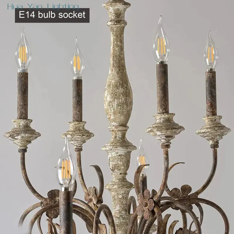 French Retro Wooden Chandelier — alternate product view 5