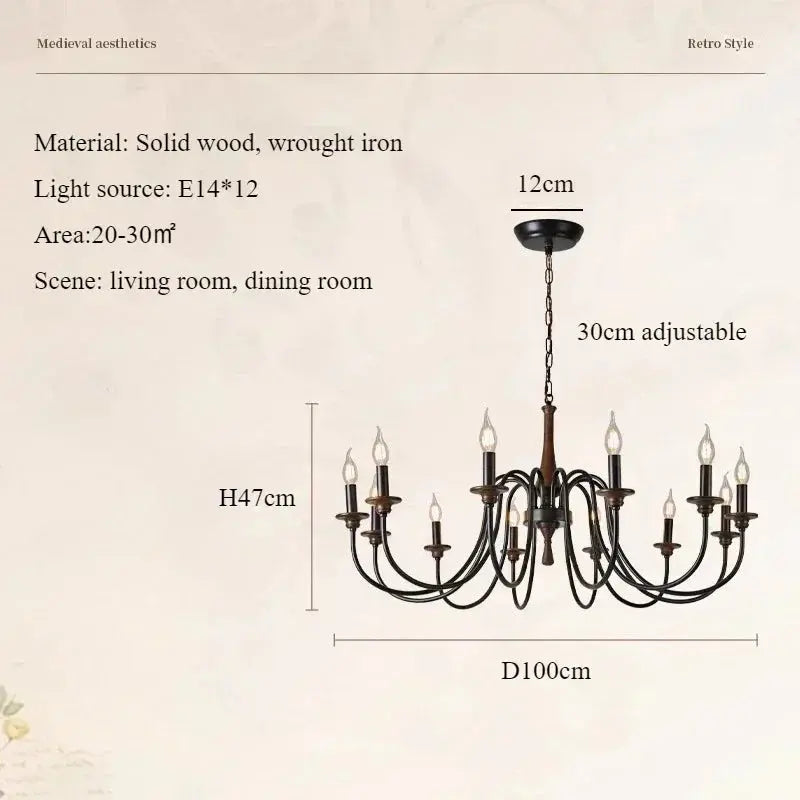 Nordic Retro Solid Wood Chandeliers — alternate product view 9