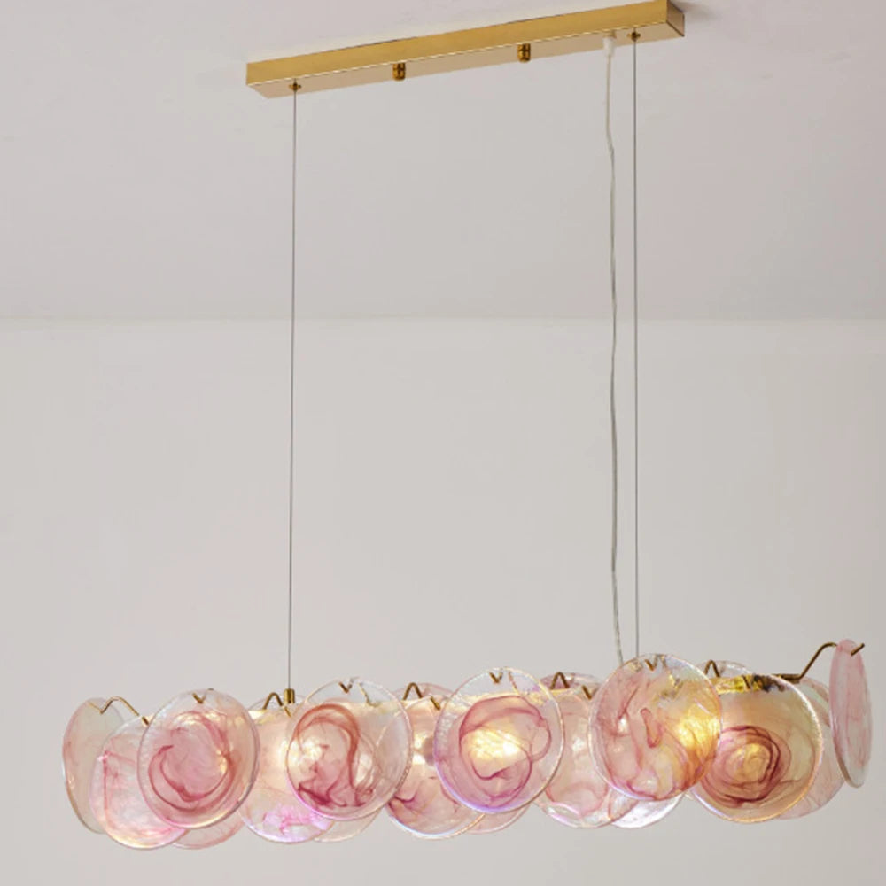Rosella Murano-inspired Pink and Green Glass chandelier, product gallery image 5 of 19