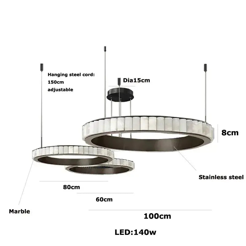 Modern Minimalist Designer Alabaster Chandelier — alternate product view 15