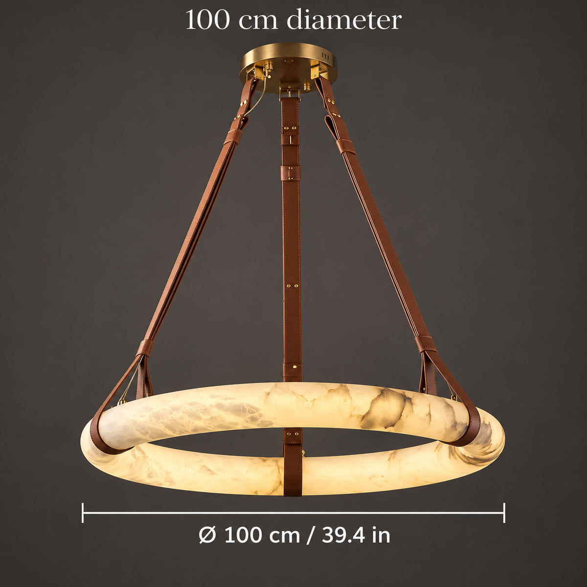 Pendant Ring Alabaster Modern Chandelier — 100 cm (39.4 in) diameter size guide