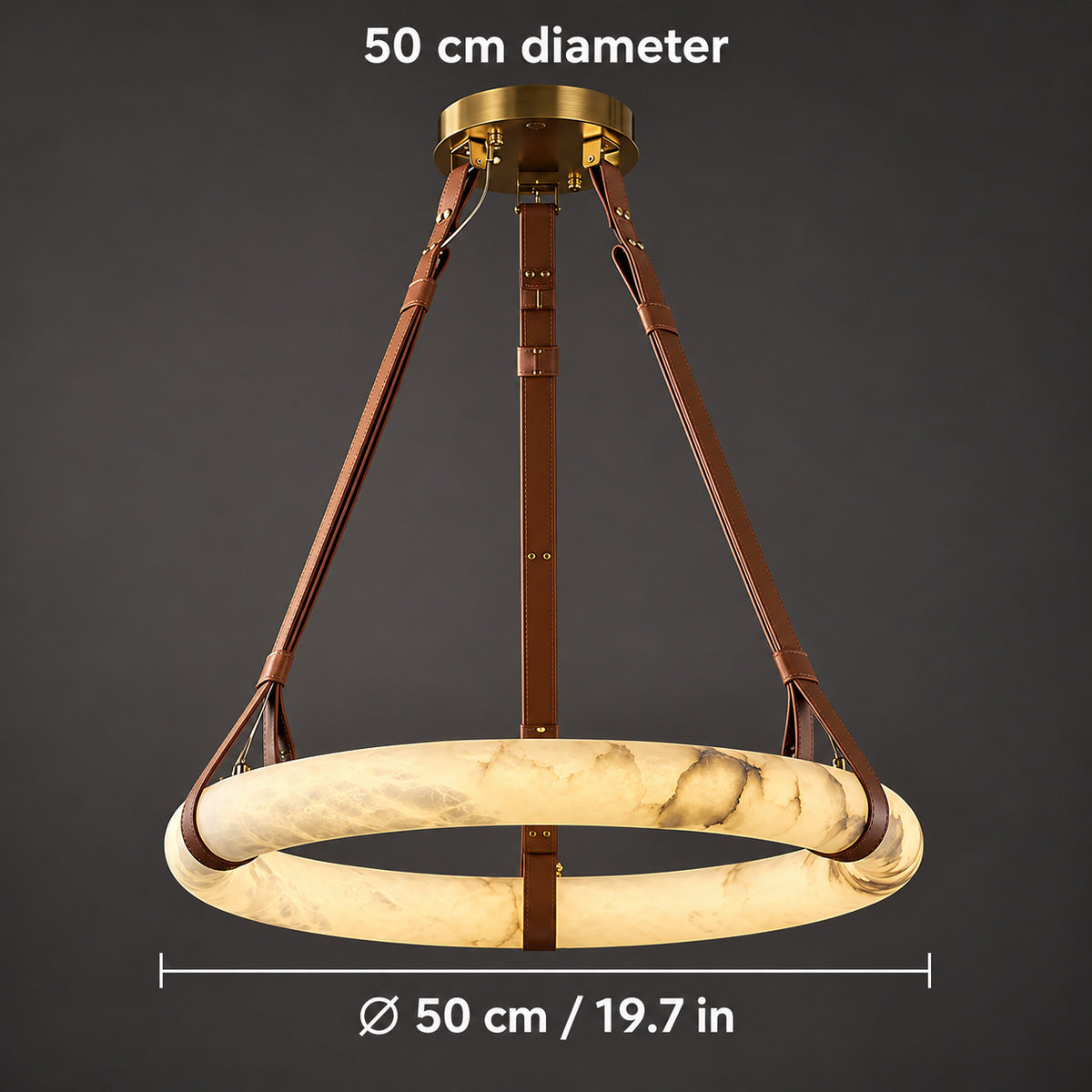 Pendant Ring Alabaster Modern Chandelier — 50 cm (19.7 in) diameter size guide