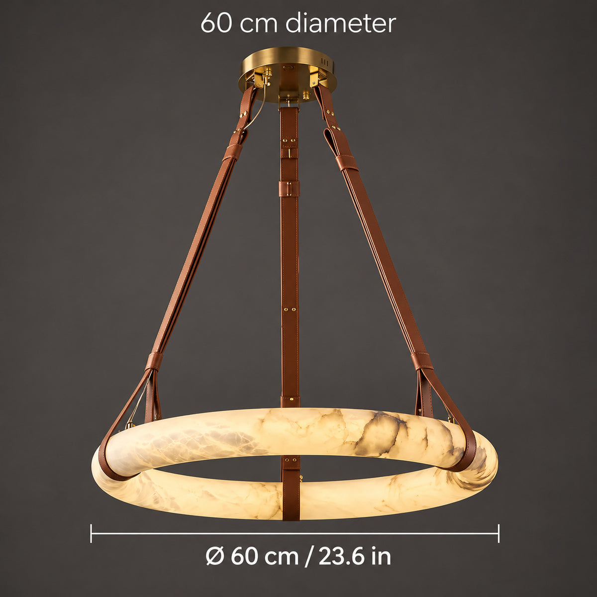 Pendant Ring Alabaster Modern Chandelier — 60 cm (23.6 in) diameter size guide