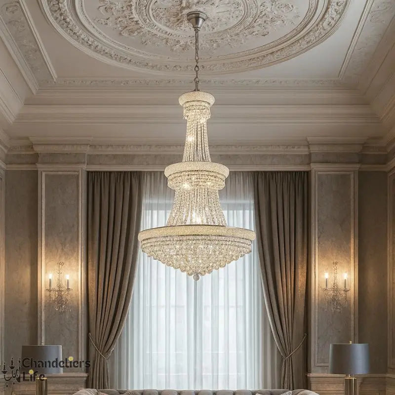 Modern Empire Crystal Chrome Chandelier — alternate product view 3