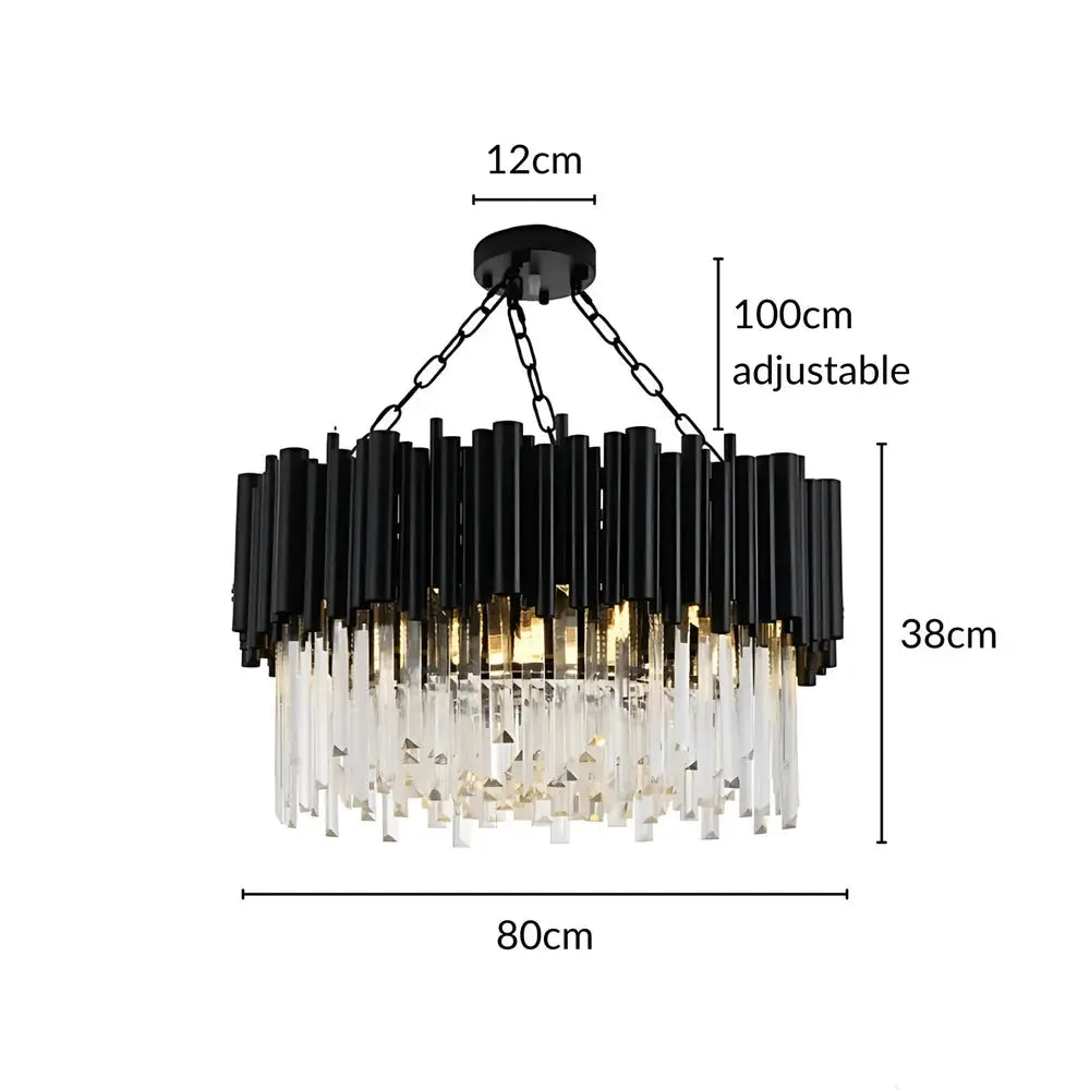Modern Luxury Round Crystal Black Chandelier — alternate product view 11