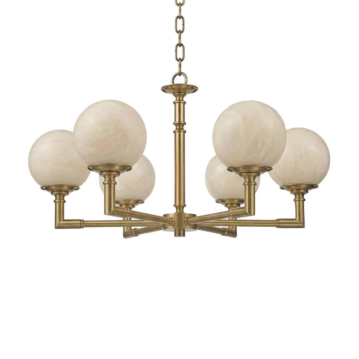 Brass Classic Alabaster Pendant Lamp — illuminated view