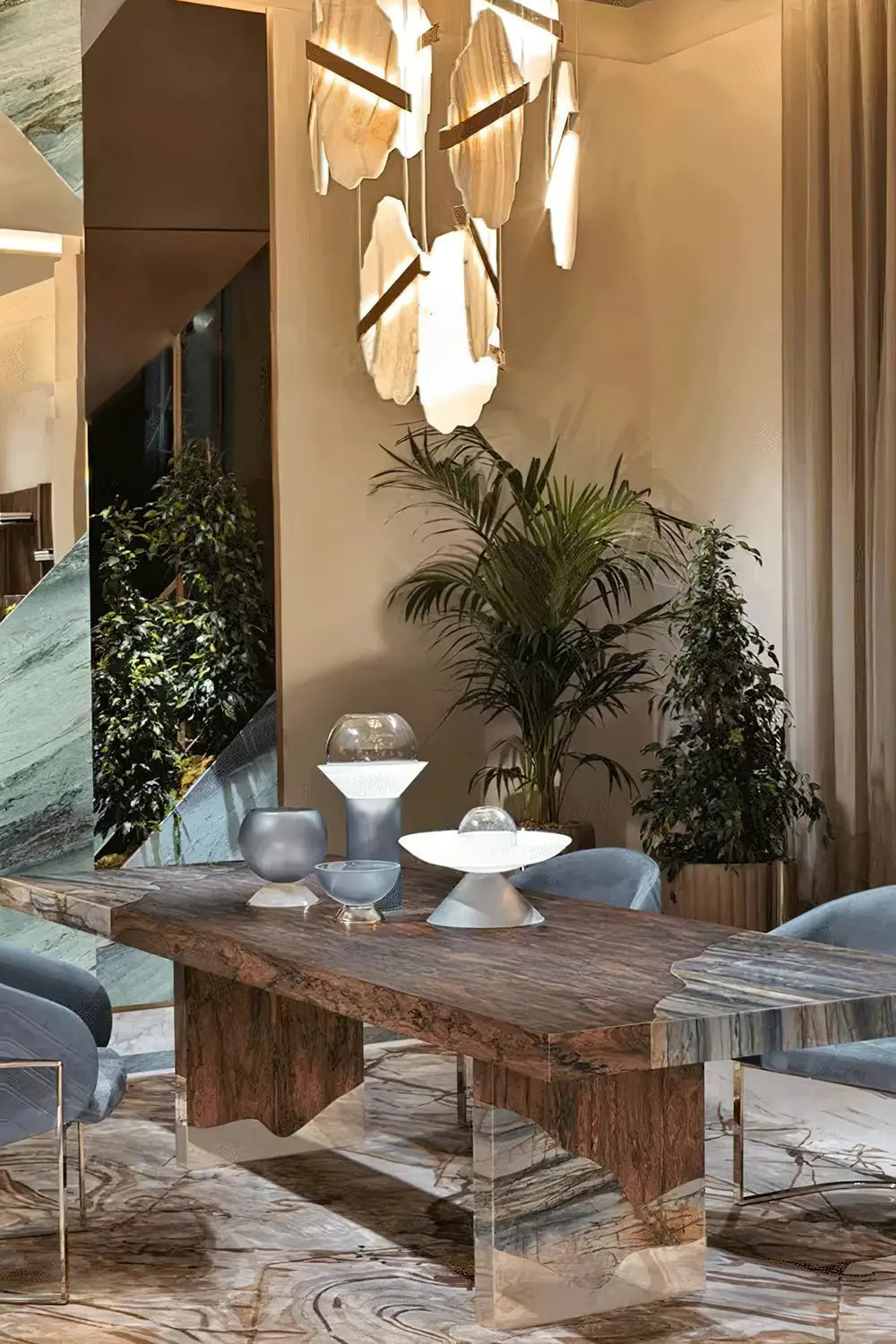 Seven Panels Modern Alabaster Pendant Light — shown in an interior setting 16