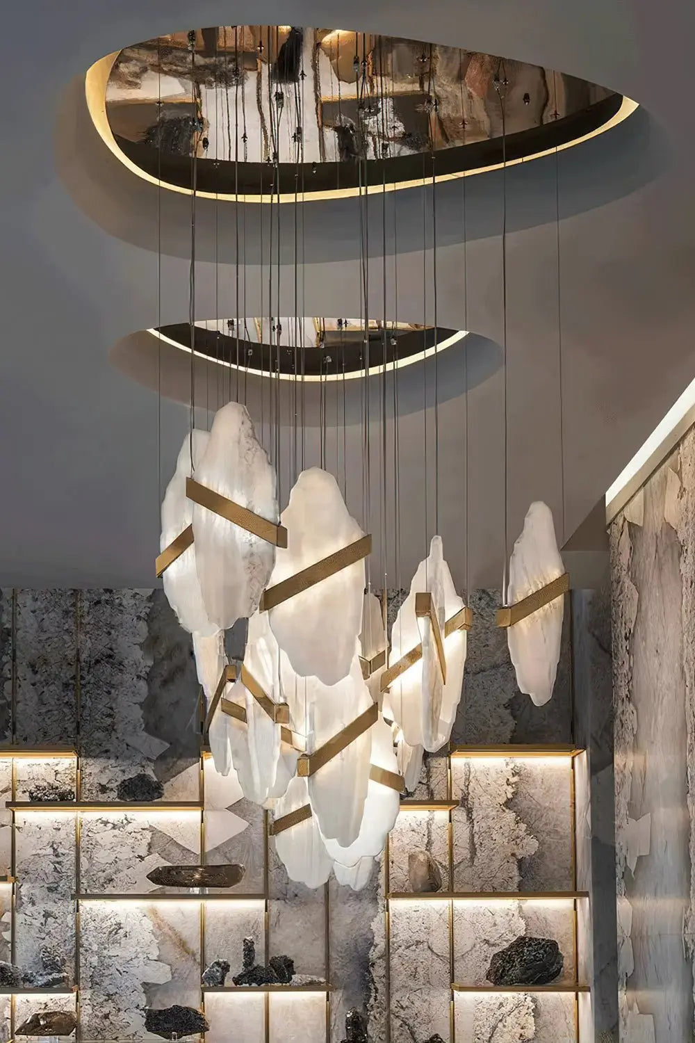 Seven Panels Modern Alabaster Pendant Light — shown in an interior setting 17