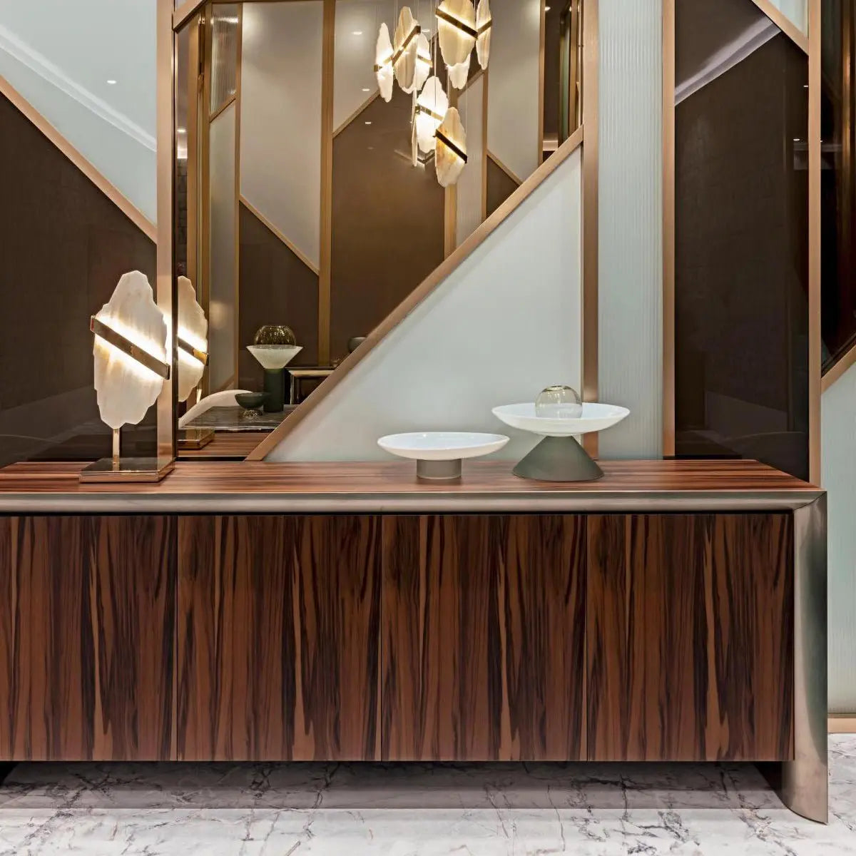 Seven Panels Modern Alabaster Pendant Light — shown in an interior setting 8
