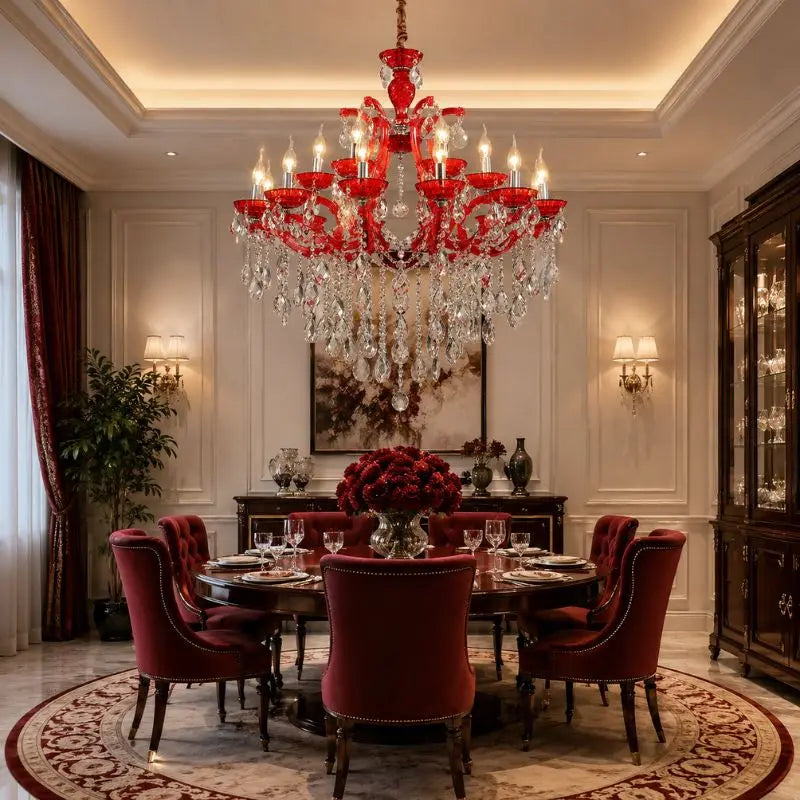 Red Luxury Crystal Chandelier — close-up design detail