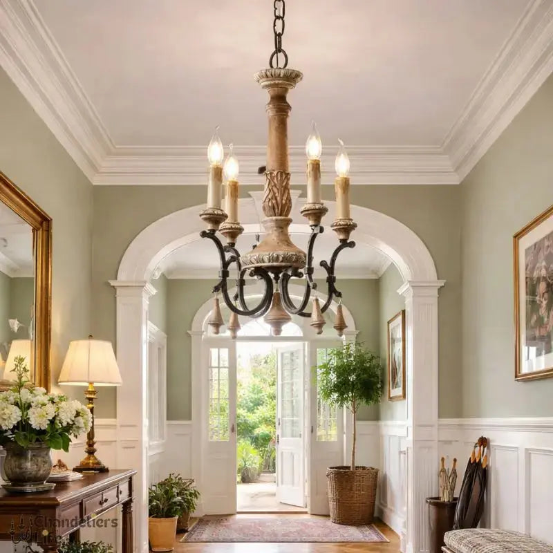Entryway Retro Wooden Chandelier — product view