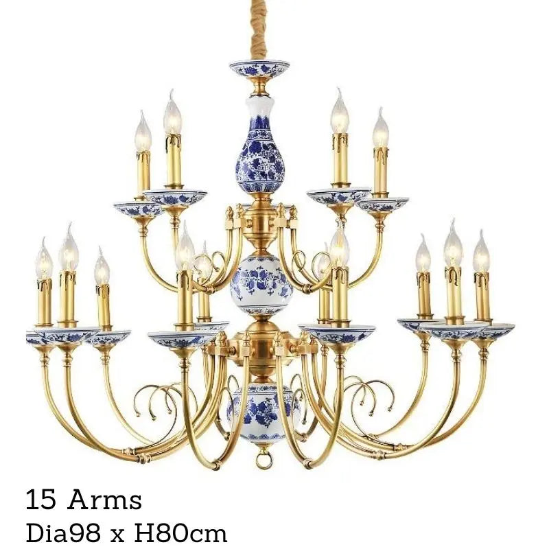 Royal Blue & White Porcelain Chandelier — alternate product view 8