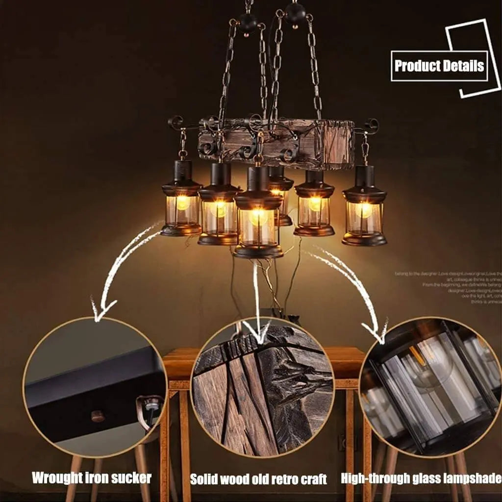 Farmhouse Wood Beam Chandelier — alternate product view 3