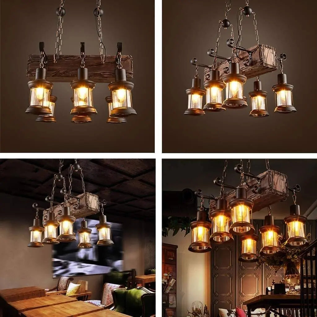 Farmhouse Wood Beam Chandelier — alternate product view 5