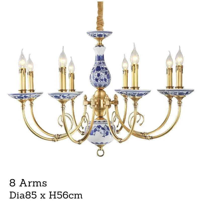 Royal Blue & White Porcelain Chandelier — alternate product view 6