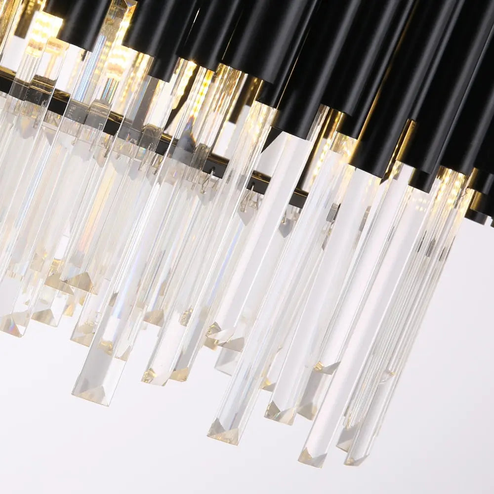 Modern Luxury Round Crystal Black Chandelier — alternate product view 8