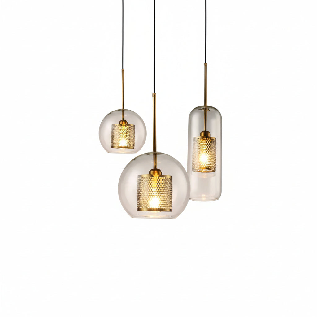 Glass Pendant Golden Chandelier — product view