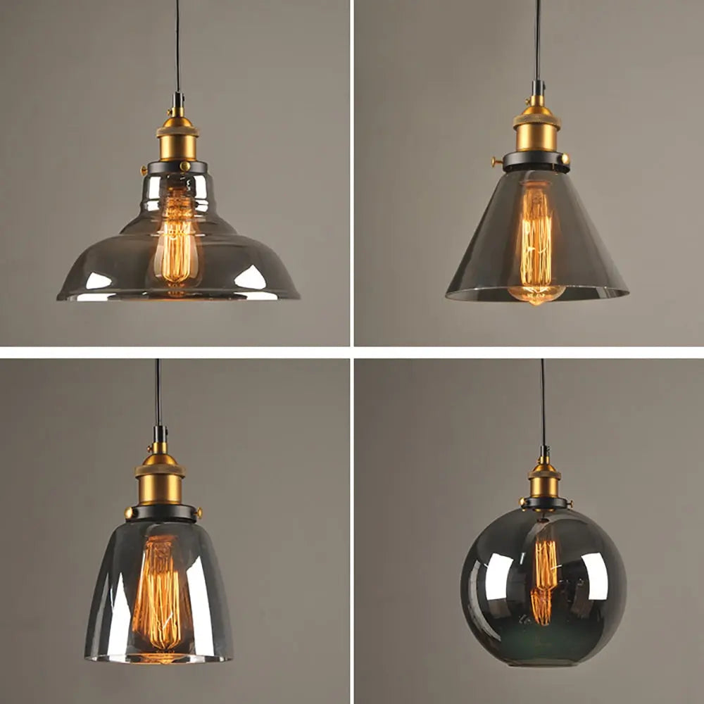 Industrial Retro Smoky Glass Vintage Pendant Lights — alternate product view 1