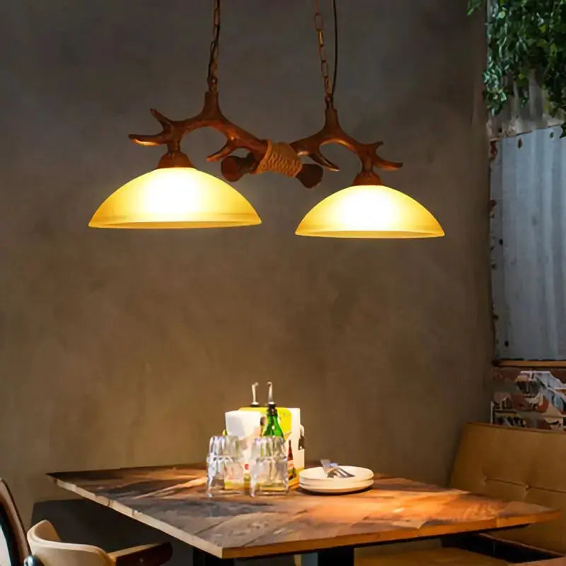 Double Retro Antler Vintage Pendat Lights — product view