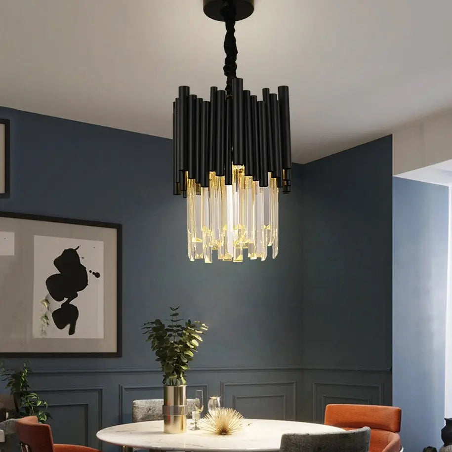 Modern Black Crystal Hanging Light — alternate product view 7