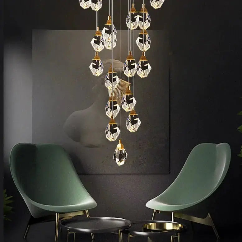 Luxury Long Diamond Crystal Ball Chandelier — alternate product view 2