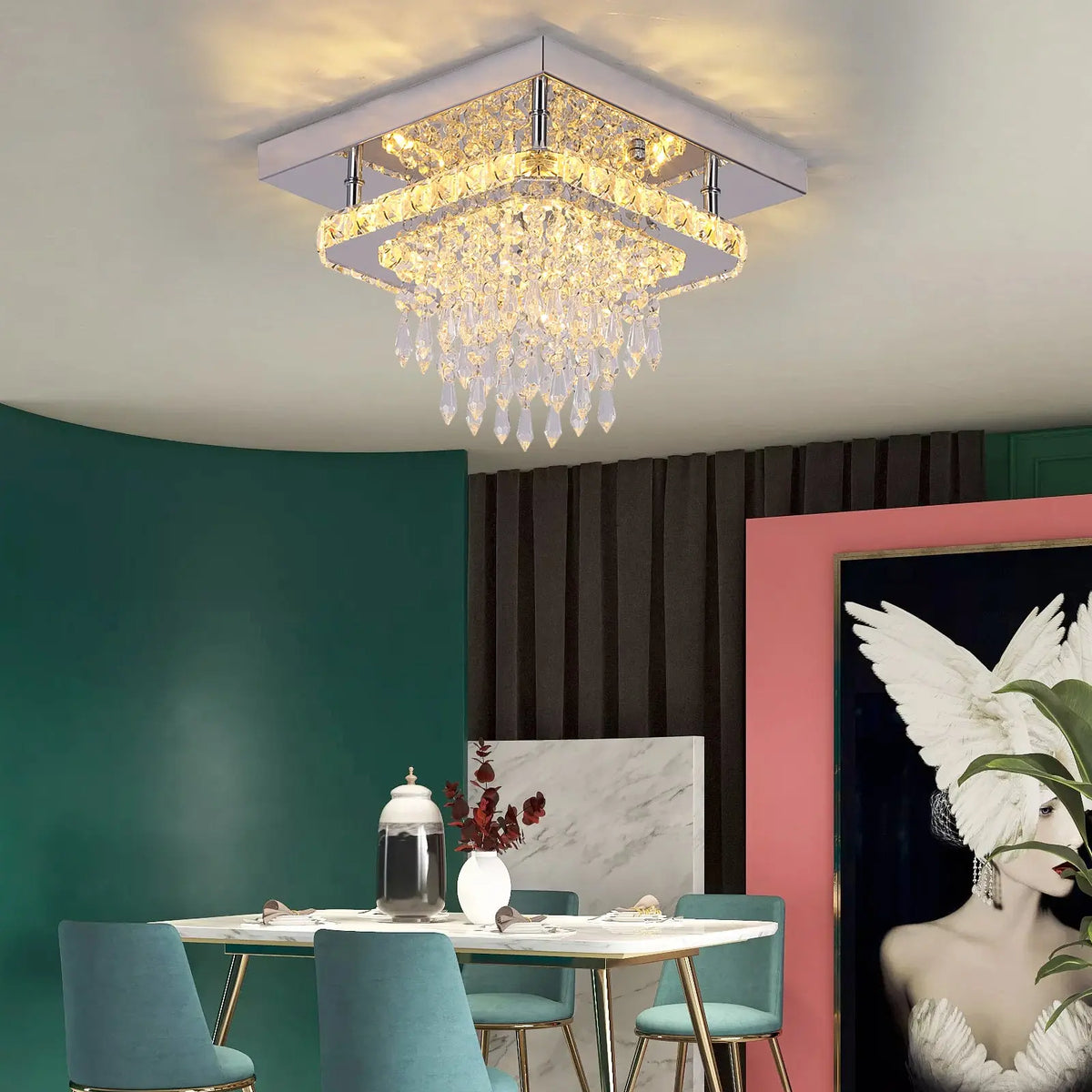 Modern Square Raindrop Ceiling Chandelier — alternate product view 5