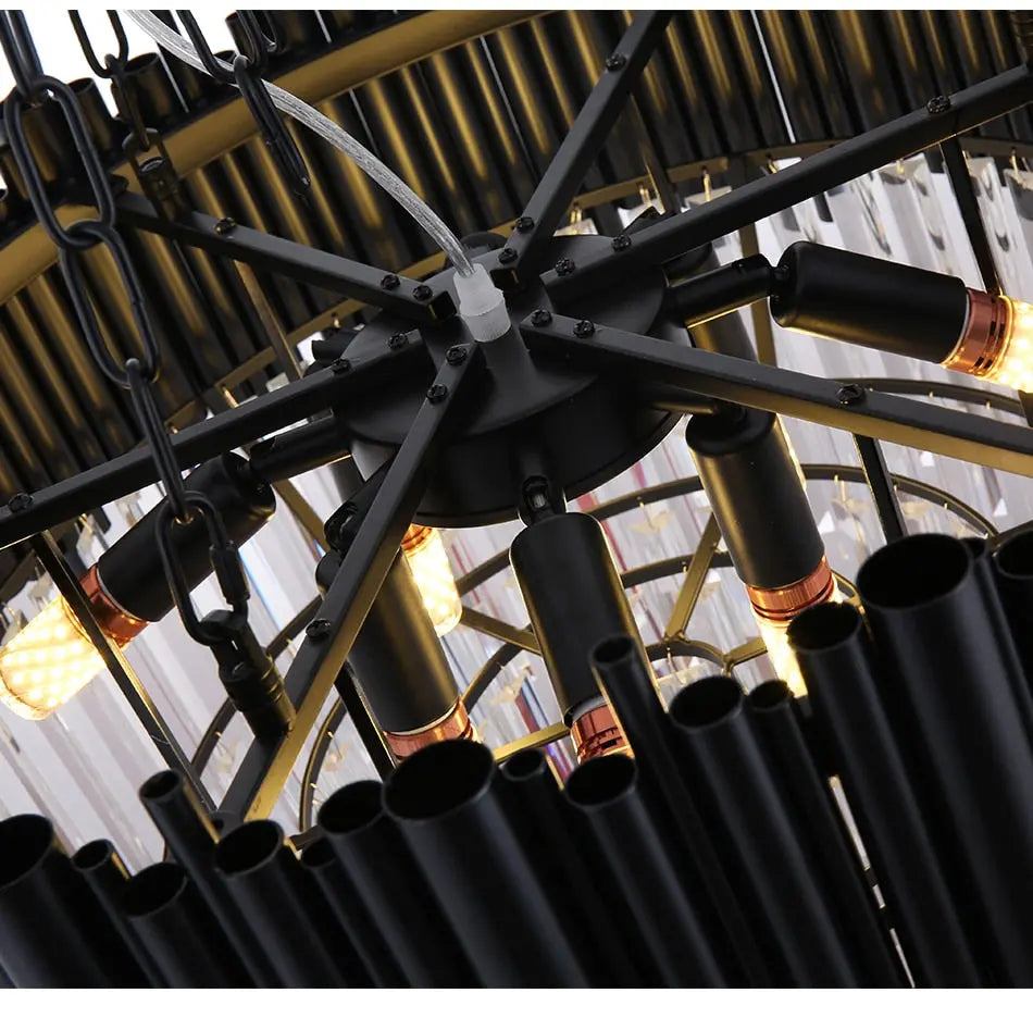 Modern Luxury Round Crystal Black Chandelier — alternate product view 7