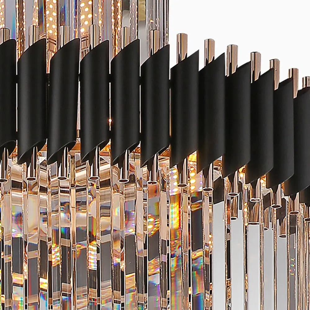 Long Black Crystal Loft Chandelier — alternate product view 3