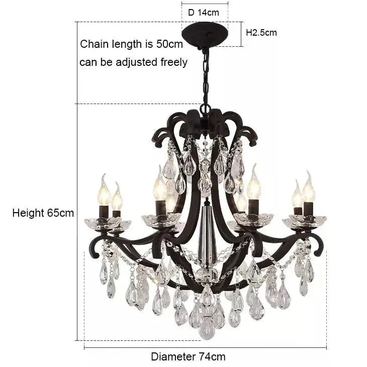 Rustic Chandelier Black Crystal Hanging Light 8 Arms — alternate product view 7