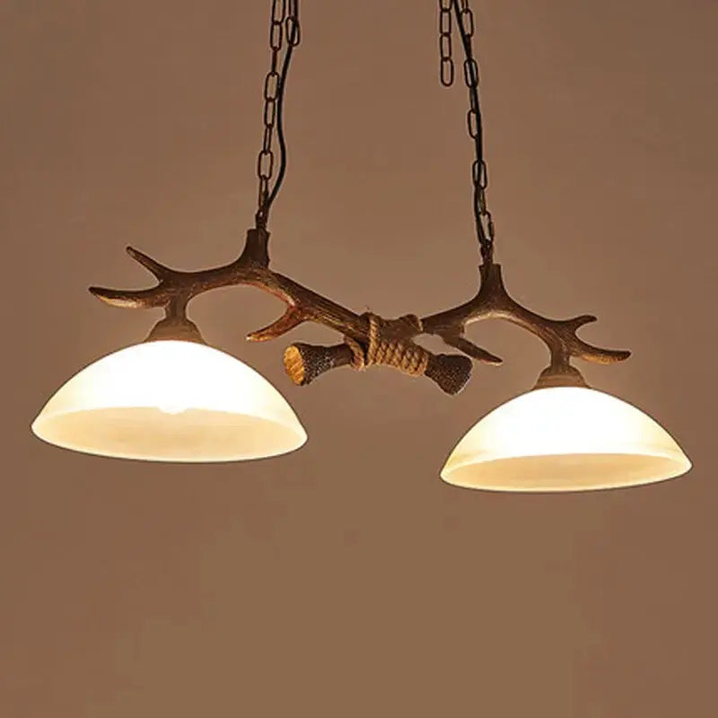 Double Retro Antler Vintage Pendat Lights — alternate product view 3