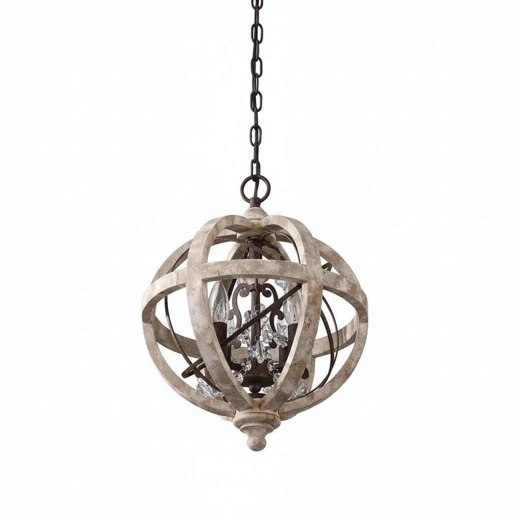 Retro Solid Wood Hanging Chandelier — alternate product view 1