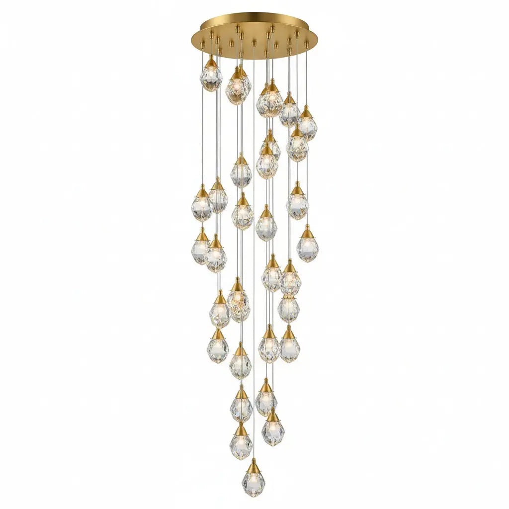 Luxury Long Diamond Crystal Ball Chandelier — alternate product view 1