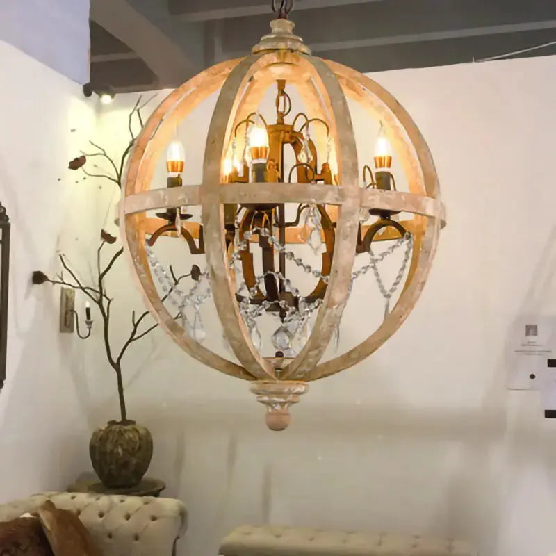 Retro Solid Wood Hanging Chandelier — alternate product view 3