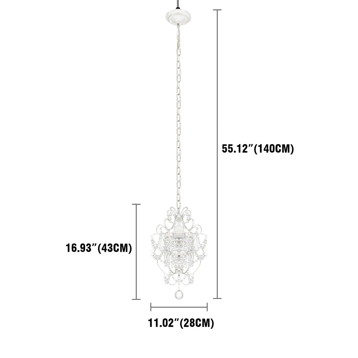 One Light Crystal White Chandelier — alternate product view 7