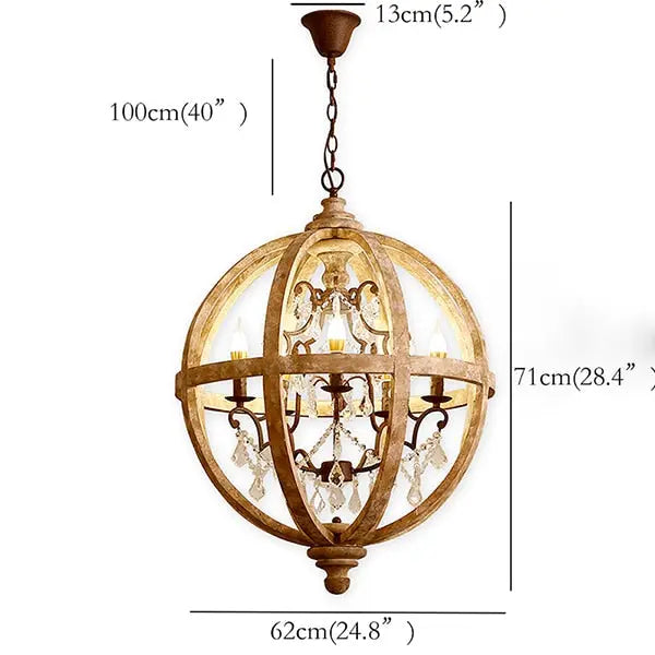 Retro Solid Wood Hanging Chandelier — alternate product view 7