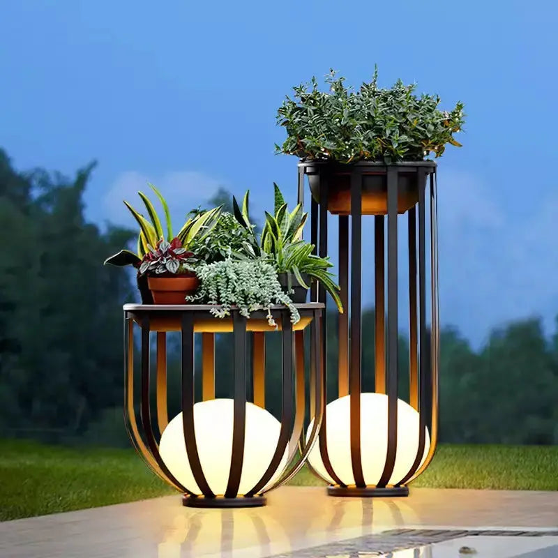 Outdoor Terrace Flower Stand Lamp — product view